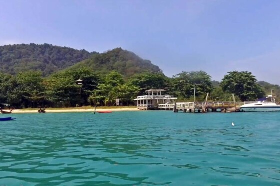 View from the sea of a Koh Lon Island Beach on the west coast